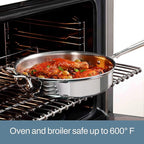 All-Clad D3® Stainless Steel 4 Quart Saute Pan With Lid- Made in the USA- The Original Bonded Professional Cookware- Oven Safe & Induction Compatible