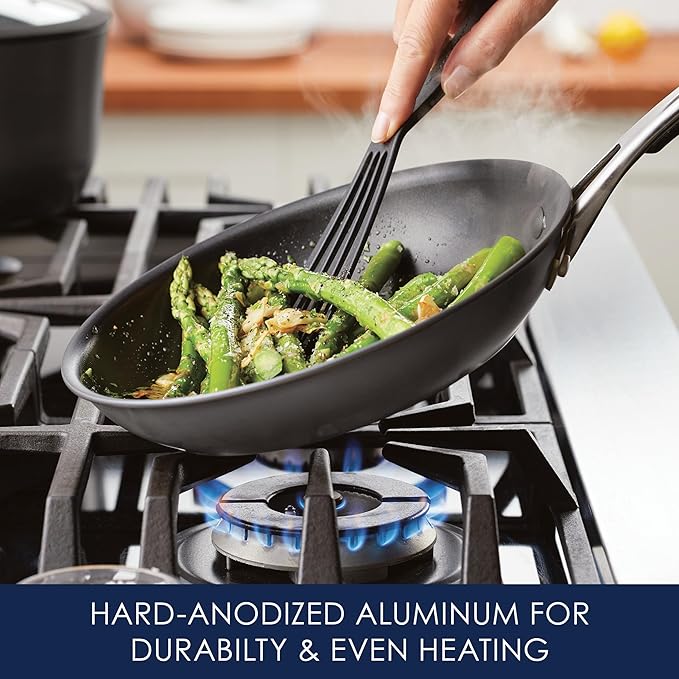 Rachael Ray Cook + Create Hard Anodized Nonstick Cookware/Pots and Pan Set, 10 Piece - Black