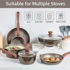 12Pcs Pots and Pans Set, Nonstick Cookware Sets, Non Stick Pots and Pan Set with Frying Pans, Saucepans, Steamer Silicone Shovel Spoon