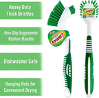 Libman Dish Brush Set with Long Handle - Deep Cleaning Brushes - Dish Scrubber & Scraper - Kitchen Scrub Brush for Dishes, Sinks, Pots, Pans, Vegetables