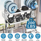 LIVOD Over The Sink Dish Drying Rack,3 Tier Adjustable Length Full Stainless Steel Large Storage Kitchen Dish Rack,for Kitchen Counter Expandable Multifunctional Organizers,Silver (25.98-37.6")