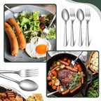 BBTO 100 Pcs Forks and Spoons Silverware Set Bulk Stainless Steel Flatware Cutlery Set 6.7'' Kitchen Utensils for Home Restaurant 50 Dinner Fork, 50 Teaspoon, Mirror Polished, Dishwasher Safe