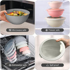 Zulay Kitchen 12 Piece Plastic Mixing Bowls with Lids Set - Colorful Mixing Bowl Set for Kitchen - Nesting Bowls with Lids Set - Microwave and Freezer Safe (Pink Ombre)