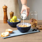 Selamica Ceramic Cereal Bowls Set 25 OZ, Embossed Soup Bowls, Dessert Bowls 5.9 Inch Ceramic Kitchen Bowls for Ramen Oatmeal Fruits, Microwave Dishwasher Safe, Set of 4, Blue