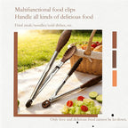 Walnut-Tip Wooden Cooking Tongs, 2-Pack Heat-Resistant & Anti-Slip Kitchen Tongs with Smooth Locking Design, Perfect as Serving Utensils for Salad, Grilling, and a Versatile Cooking Set