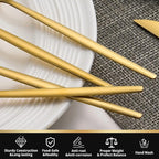 Gold Silverware Set for 8, 40 Pcs Food-Grade Stainless Steel Forks and Spoons Titanium-Coated Flatware Set Cutlery Utensil Set for Kitchen, Home, Restautant