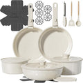 23 Pcs Pots and Pans Set Non Stick, Ceramic Cookware Set Non Toxic with Detachable Handles, Healthy Induction Cookware Oven Safe RV Kitchen Set, PFAS PFOA & PTFE Free, Cream White
