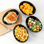 HASENSE 4Pcs Serving Bowls & Salad Bowls Set – 28oz Ceramic Mixing Bowls, Microwave & Dishwasher Safe, Stackable for Space-Saving – Ideal for Pasta, Fruit, Side Dishes, Soup, Black