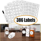 SWOMMOLY Spice Rack Organizer with 32 Empty Square Glass Spice Jars, 386 White Spice Labels with Chalk Marker and Funnel Complete Set, Seasoning Organizer for Countertop, Cabinet or Wall Mount