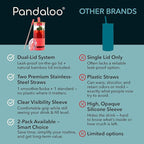 Pandaloo® Glass Cups With Lids and Straws -20 Fl Oz- Perfect Size Iced Coffee Cup - Smoothie Cup With Bamboo Lid and On the go Lid - Glass Tumbler With Straw (1 Count (Pack of 1), Coral)