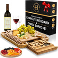 Charcuterie Boards Gift Set - Bamboo Cheese Board Set Charcuterie Tray & Serving Platter for Hosting & Entertaining, Wooden Cheese Platter, Kitchen Gifts for Women, Gifts for Home, Wedding & Birthday