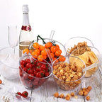 Hoolerry 24 Pcs Serving Bowls Kit Include Clear Plastic Bowls for Parties and Popcorn Measuring Scoops Acrylic Plastic Kitchen Angled Candy Scoops for Office Canister Salad Cooking (25 oz)