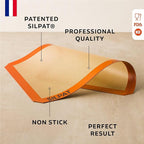 Silpat Premium Non-Stick Silicone Baking Mat, Half Sheet Size, 11-5/8 x 16-1/2, Orange