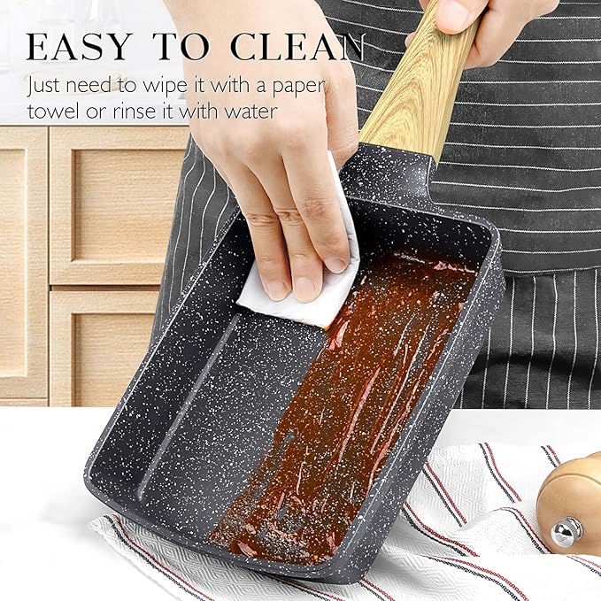 GiPP Tamagoyaki Egg Pan - 5" x 7" Japanese Omelette Pans, Non Stick Frying Pan with Heat-Resistant Handle, Healthy Grey Granite Cookware, Compatible with All Stovetops, PFOS PFOA Free
