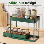 Simple Trending Under Sink Organizer 2 Pack, Sink Pull-Out Sliding Storage Cabinet, 2-Tier Under Shelf Organizer for Kitchen Bathroom, Green