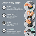 Hamilton Beach Breakfast Sandwich Maker with Egg Cooker Ring, Customize Ingredients, Perfect for English Muffins, Croissants, Mini Waffles, Perfect White Elephant Gifts, Mint (25482)