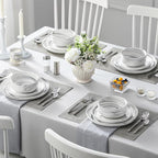 MALACASA Plates and Bowls Sets, 12 Pieces Porcelain Dinnerware Sets Dishware Sets Chip Resistant Ceramic Dish Set Dining Dinner Ware Service for 4, Marble Grey, Series LUNA