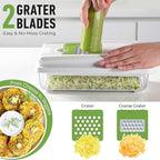 Mueller Vegetable Chopper, Mandoline Slicer, Food Veggie Chopper, Cheese Grater, Onion Vegetable Cutter with Container, Dicer, Kitchen Gadgets & Essentials, White Sand/Green