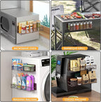 Magnetic Spice Rack for Refrigerator, 4 Pack 100% Metal Strong Magnet Fridge Shelves, Space Saving Spice Organizer, No Drilling Moveable Home Kitchen Laundry Room Storage Organization, Brown