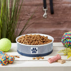 Bone Dry Paw & Patch Ceramic Pet Collection, Large Bowl, 7.5x2.4", Nautical Blue
