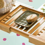 Soap Dish for Shower, Ceramic Soap Dish for Large Soap Bars, Non-Slip Soap Holder & Saver Tray with Floating Point Design for Bathroom, Shower, Kitchen Sink, Save Soap Loss