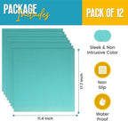 Refrigerator Liners for Shelves (12 Pack) by Linda’s Essentials - Non-Adhesive Shelf or Drawer Liner, BPA-Free Fridge Mats for Kitchen & Cabinets, Easy to Clean, Ideal Household Essentials (Blue)