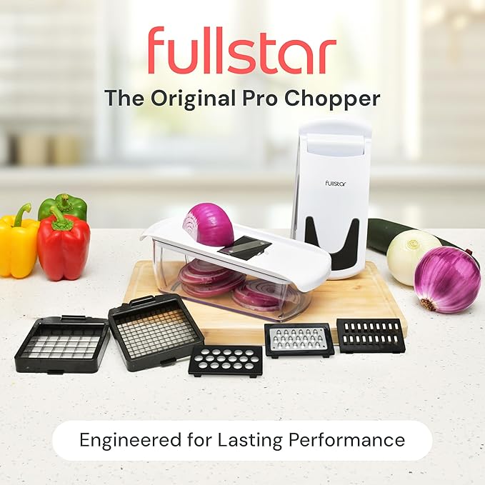 Fullstar The Original Pro Chopper - Vegetable Chopper and Mandoline Slicer, Food Chopper with Container, Fruit Cutter, Veggie Slicer, Kitchen Gadgets & Gifts, Home Essentials (6 in 1, White)