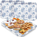 Vesici 3 Pcs Blue Floral Serving Trays 13 x 10 Inch Blue Chinoiserie Flower Melamine Platters Reusable Rectangular Serving Dishes for Wedding Bridal Tea Party Sharing Snacks Fruit Dessert Candy