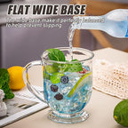 Glass Coffee Mugs Set of 2, 22 oz Large Capacity Glass Mugs with Handles, Clear Coffee Mug with 2 Spoons, Ideal for Latte, Espresso, Juice, Tea