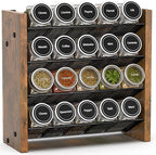 NESAPTO Spice Rack Organizer for Cabinet, Wooden 4 Tier Vertical Seasoning Organizers for Kitchen Pantry, Countertop/Wall Mount, Holds 20 Spice Jars (No Jars Included),10.3" W × 9.4" H