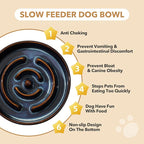 Havniva Ceramic 1.6 Cup Raised Slow Feeder Dog Bowl Set, Elevated Acacia Wood Stand for Medium and Large Dog, 8.2inch Slow Dish, Stop Bloat(Single Bowl+ Stand, Starry Sky)