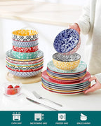 vancasso SELENE Plates and Bowls Set for 6, 24 Pieces Dinnerware Sets, Mircowave and Dishwasher Safe Dishes Set, Porcelain Muted Dinnerware