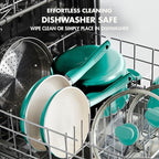 GreenPan Rio Healthy Ceramic Nonstick 8" Frying Pan Skillet and Silicone Spatula Set, Soft Grip Handle, Breaktfast Meal Set, PFAS-Free, Dishwasher Safe, Oven Safe, Turquoise