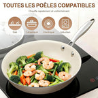 9.25 Inch and 11 inch Ceramic Nonstick Frying Pan Skillet - PFAS-Free, Non-Toxic, Oven Safe & Induction Ready, Aluminum Cookware with Stainless Steel Handle