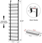 Churboro Over the Door Pantry Organizer Rack with 12 Adjustable Baskets, 12 Tiers Dual-use Spice Rack- Hanging or Wall Mount Spice Rack, Pantry Door Organizer, Black