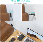 Surge Protector Power Strip with 6 Widely AC Outlets 4 USB Ports(2 USB C), 5 Ft Braided Power Cord, 3-Side Outlet Extender with Overload Protection for Office, Home, Travel Essential