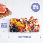 MATANA 6 Pack 13x9 Clear Plastic Serving Trays and Platters, Rectangle Large for Party, Reusable & Disposable for Food, Desserts, Cookie, Appetizers