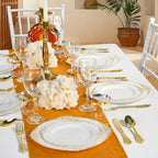 Bestluck 175PCS Gold Plastic Plates for 25 Guests, Disposable Dinnerware Sets Include 50 Gold Rim Plastic Plates, 25 Silverwares, 25 Cups, and 25 Pre Rolled Napkins for Party, Wedding and Graduation