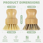 DEBETOOL 6 Pack Bamboo Dish Brush Set with Palm and Sisal Bristles, Natural Dish Scrubber for Fruit & Vegetables Cleaning, Kitchen Scrub Brush for Cast Iron Pots, Pans, Dishes