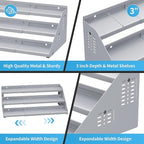 Spice Rack Organizer, Metal Spice Rack Organizer for Cabinet, Countertop Spice Rack - Expandable Width, 3 Tier Spice Shelf for Cabinet, Countertop, Pantry, Cupboard, Gray