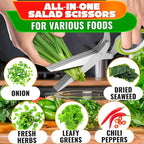 Herb Scissors with 5 Blades and Cover – Stainless Steel Herb Cutter for Fast & Precise Cutting, Compact, Easy-to-Store Design – Ergonomic Handle & Cleaning Brush for Quick and Comfortable Kitchen Prep