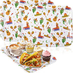 Vesici 3 Pcs Mexican Serving Trays 13 x 10 Inch Fiesta Cinco De Mayo Melamine Platters Reusable Rectangular Serving Dishes for Mexican Taco Theme Birthday Baby Shower Party Sharing Snack Fruit Dessert