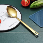 Berglander Gold Cooking Spoon, Stainless Steel Solid Serving Spoon Titanium Gold Plating, Basting Kitchen Spoon For Cooking, Dishwasher Safe, Easy to Clean