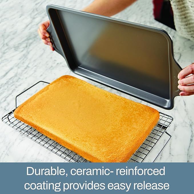 All-Clad Pro-Release Nonstick Bakeware Set 10 Piece Oven Safe 450F Half Sheet, Cookie Sheet, Muffin Pan, Cooling & Baking Rack, Round Cake Pan, Loaf Pan, Baking Pan Grey