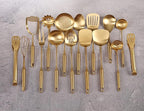 Gold Cooking Utensils Set - 18/10 Stainless Steel Small and Large Spoons Set, 16 PCS All Metal Kitchen Tools, Serving Utensils - Whisk, Masher, Fork, Tongs, Spatula, Turner, Ladle, Skimmer, Pasta
