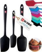 DI ORO Silicone Spatula Set - Rubber Kitchen Spatulas for Baking, Cooking, & Mixing - 600°F Heat-Resistant & BPA Free Silicone Scraper Spatulas for Nonstick Cookware - Dishwasher Safe (3pc, Black)