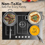 Non Stick Frying Pans with lid, 10 inch Hybrid Frying Pans Nonstick, non stick Stainless Steel Skillets, Dishwasher and Oven-Safe, nonStick Cookware, Induction Compatible Cooking Pan
