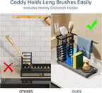 NiHome Multifunctional Kitchen Sink Caddy Organizer with Elevated Brush Holder, Quick-Drying Diatomaceous Earth Base Space-Saving Storage for Detergent Bottles, Sponges, Small Accessories