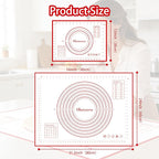 Silicone Baking Mats Set of 2,Extra Large 31.5" x 24" Small 16" x 12" Non Stick Non Skid Pastry-Mat with Measurements (Red)
