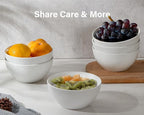 ONEMORE White Ceramic Bowls Set of 6, 24 oz Soup and Cereal Bowl- Microwave & Dishwasher Safe, Porcelain Dinner Bowls, Individual Salad Serving Bowl, Deep Interior, Scratch-Resistance, Stackable